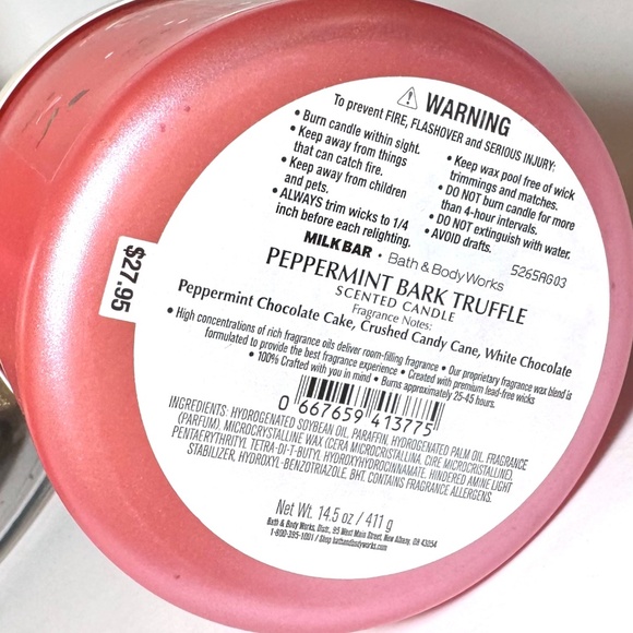 PEPPERMINT BARK TRUFFLE 3-Wick Candle - Picture 3 of 3